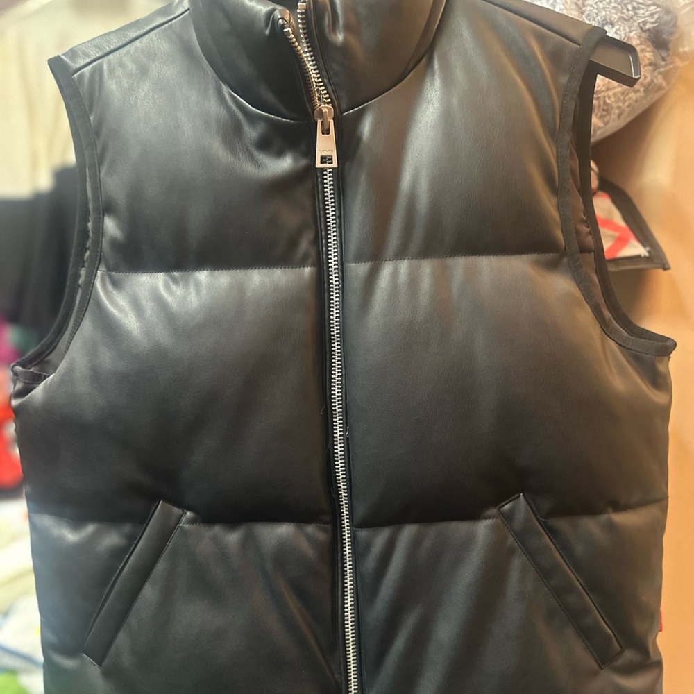 Levi's Black Faux Leather Puffer Vest
